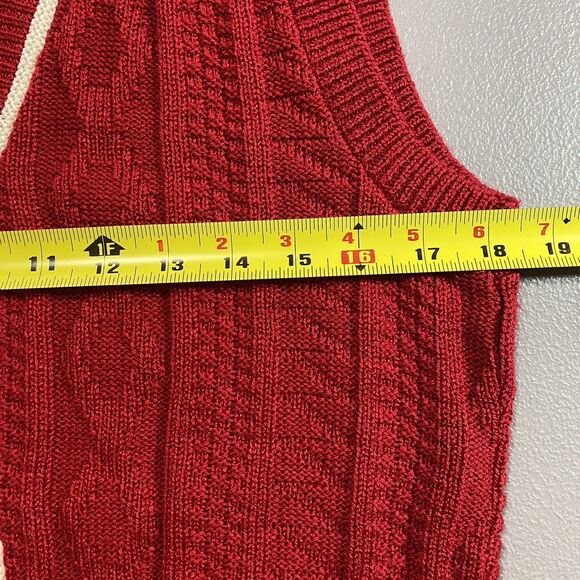 Vintage CRICKET LANE Sweater Vest Cable Knit Button Front V Neck Womens S Red - Picture 6 of 10